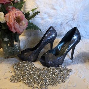 It’s OK. Satin/glitter high heels. Size 11M